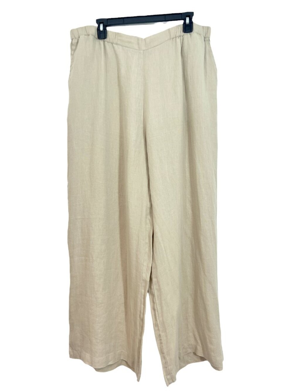 Gudrun Sjoden Linen Wide Leg Pants Beige Size XL Pre-Loved